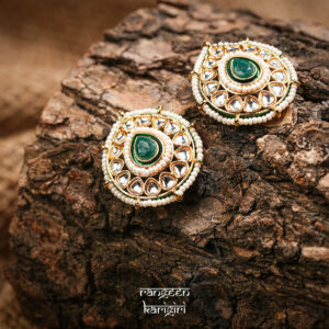 Teardrop Kundan Stud Earrings KE-05G, Women Kundan Earrings