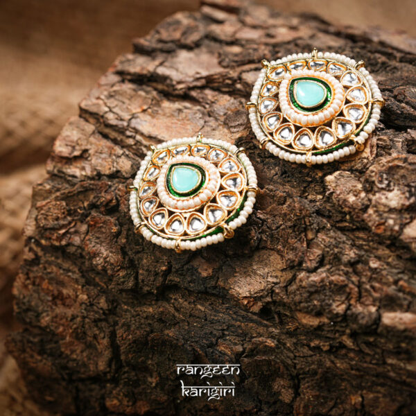 Teardrop Kundan Stud Earrings KE-05LB, Women Kundan Earrings