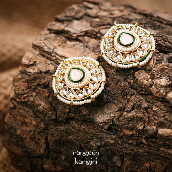 Teardrop Kundan Stud Earrings KE-05LP, Women Kundan Earrings