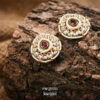 Teardrop Kundan Stud Earrings KE-05R, Women Kundan Earrings