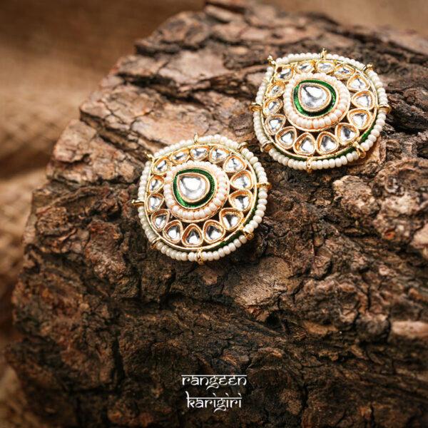 Teardrop Kundan Stud Earrings KE-05W, Women Kundan Earrings
