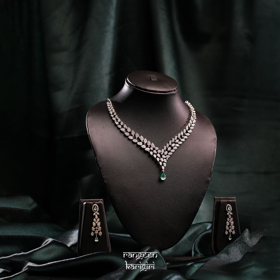 Tejasvi American Diamond Necklace Set NAD-10LG Tejasvi American Diamond Necklace Set NAD-10LG, American Diamond Necklace set