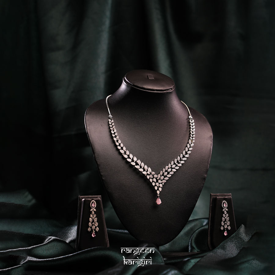 Tejasvi American Diamond Necklace Set NAD-10LP Tejasvi American Diamond Necklace Set NAD-10LP, American Diamond Necklace