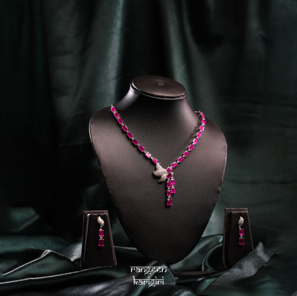 Trishya Bloom American Diamond Necklace Set NAD-04P, American Diamond Necklace