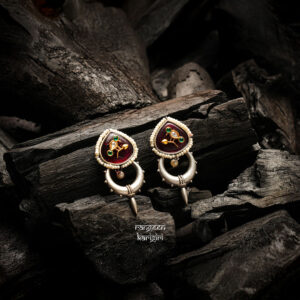 Bird Engraved Oxidised Earring, women Oxidised Earring