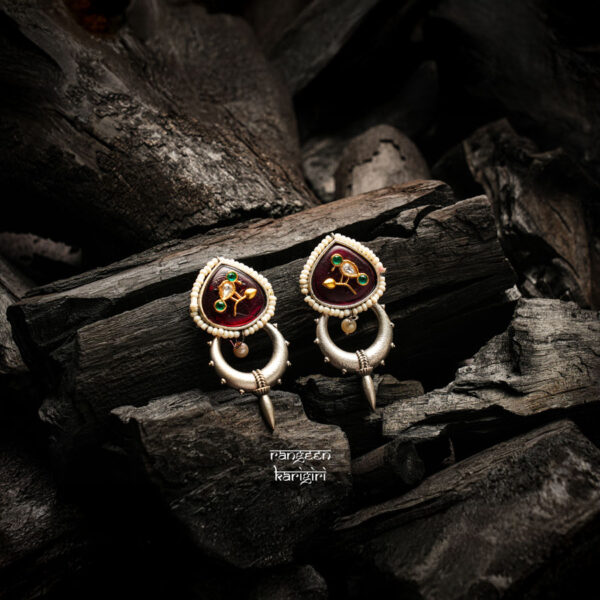 Bird Engraved Oxidised Earring, women Oxidised Earring