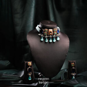Queen Blue Oxidised Set NO-02, kundan jewellry sets