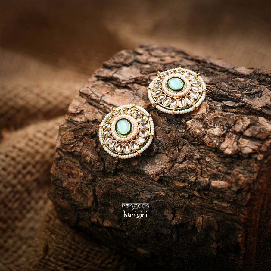 Circle Kundan Earring KE-03B Circle Kundan Earring, Women Kundan Earring