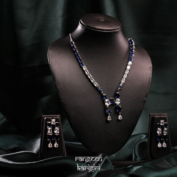 Double Tear Drop American Diamond Necklace, Artificial Jewellery