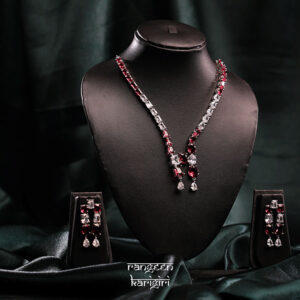 Double Tear Drop American Diamond Necklace Set