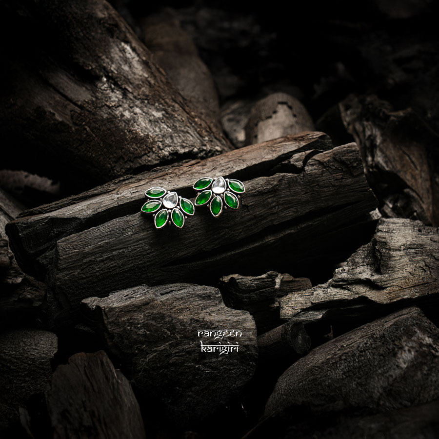 Flower Oxidised Studs Earrings OE-01G, Women Oxidised Earrings