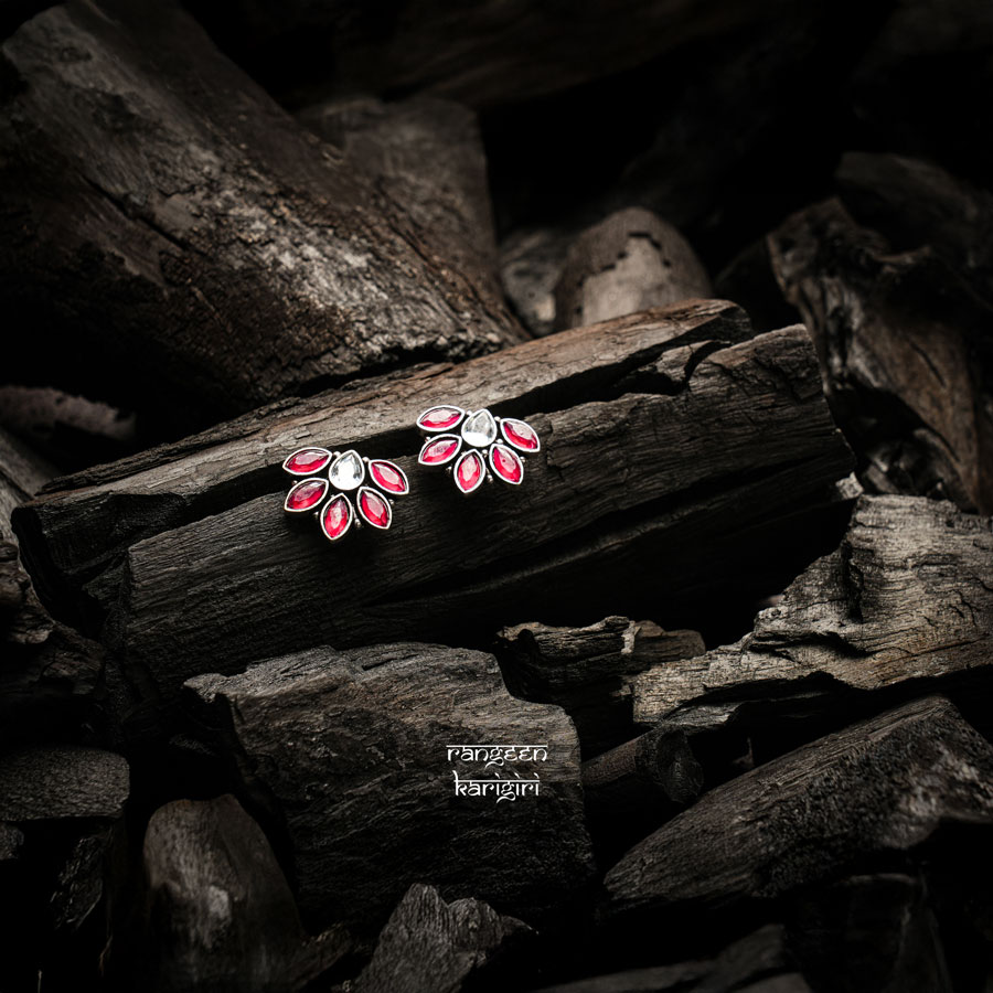 Flower Oxidised Studs, Women Oxidised Studs