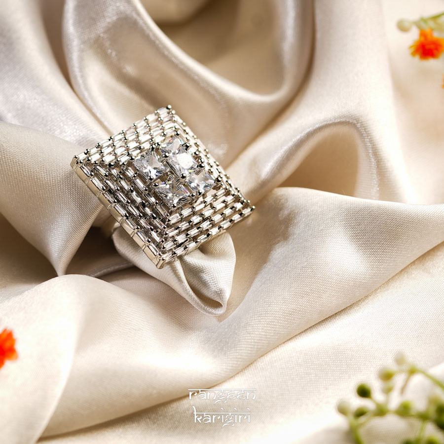 Square American Diamond Ring RAD-02 Square American Diamond Ring RAD-02, Square American artificial Diamond Ring