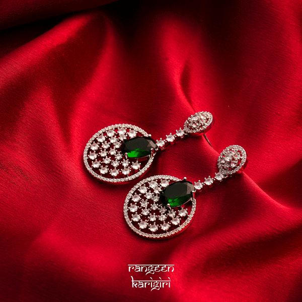 studded american diamond earring, women american diamond earring