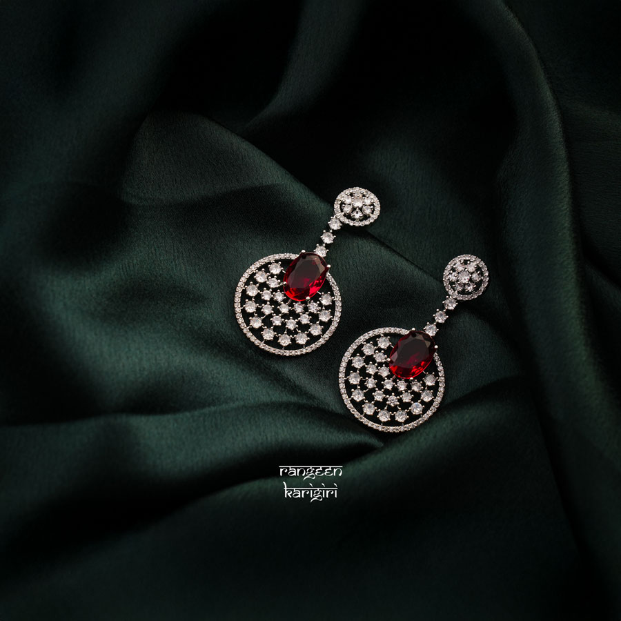 Studded American Diamond Earring, Women American Diamond Earring