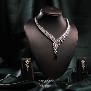 Tear Drop American Diamond Necklace Set, American Diamond Necklace