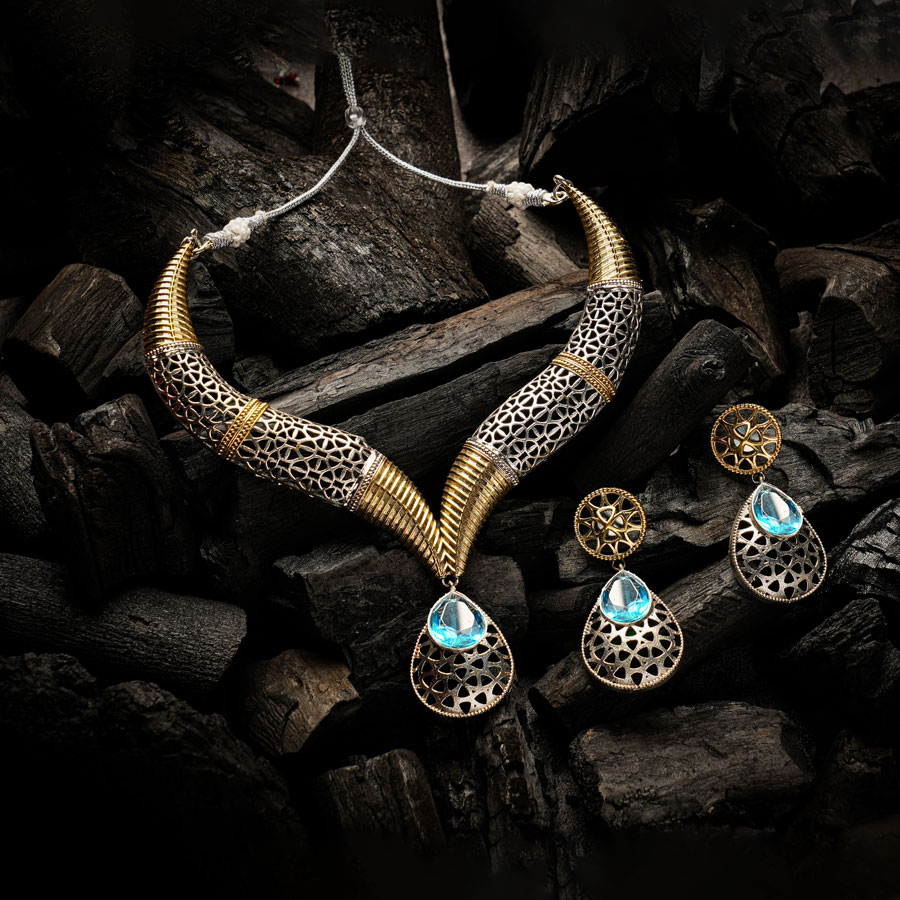 Women Tear Drop Necklace Set and american diamond jewellery