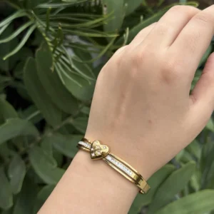Heart Studded Stainless Steel Bracelet BS-11