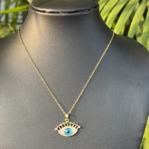 Evil Eye Studded Stainless Steel Neckpiece NS-8